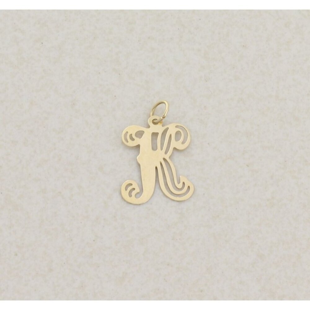 Pendant Only 14k Yellow Gold Letter 'K' Pendant Initial K Design 3/4" x 1/2"